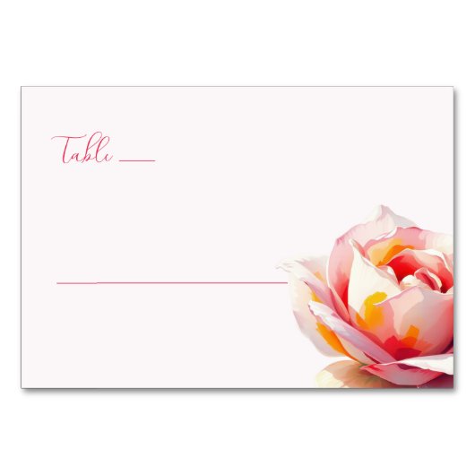 Romantische rosa Aquarell-Rose Tischnummer (Vorderseite)