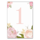 Romantische rosa Aquarellfarben Blume Tischnummer  (Rückseite)