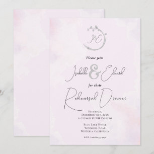 Romantische Rosa Aquarellfarben Graue Vögel Monogr Einladung
