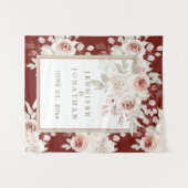 Romantische Rosa auf Burgund Hochzeit Wandteppich (Vorderseite (Horizontal))