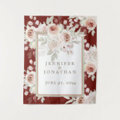 Romantische Rosa auf Burgund Hochzeit Wandteppich (Vorderseite)