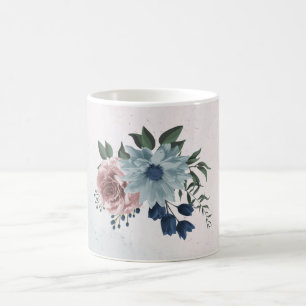 Romantische rosa blaue Blumen Grün Kaffeetasse