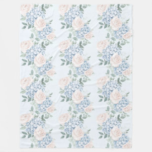 Romantische Rosa Blauen Blumen Fleecedecke