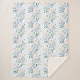 Romantische Rosa Blauen Blumen Sherpadecke