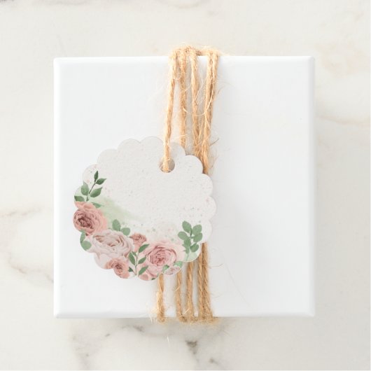 Romantische Rosa Blume & Blätter Geschenkanhänger (Beispiel)