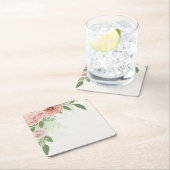 Romantische Rosa Blume & Blätter Rechteckiger Pappuntersetzer (Vor Ort)