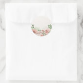 Romantische Rosa Blume & Blätter Runder Aufkleber (Tasche)