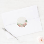 Romantische Rosa Blume & Blätter Runder Aufkleber (Umschlag)