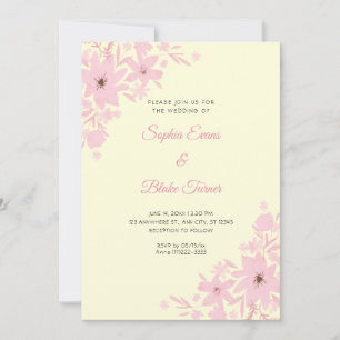 Romantische Rosa Blume Blumengelbe Hochzeit Einladung