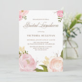 Romantische Rosa Blume Bridal Luncheon Einladung (Stehend Vorderseite)