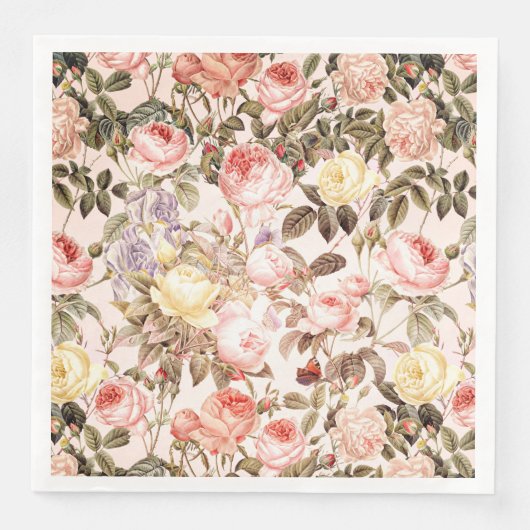 Romantische rosa Blume der Vintagen Rose Serviette (Vorderseite)