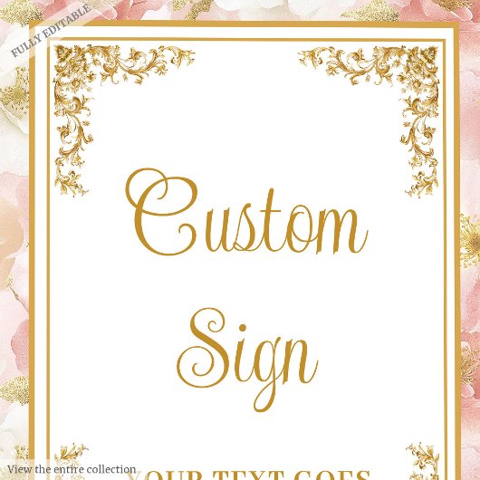 Romantische rosa Blume Goldhochzeit 8x10 Zeichen Poster
