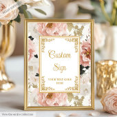 Romantische rosa Blume Goldhochzeit 8x10 Zeichen Poster