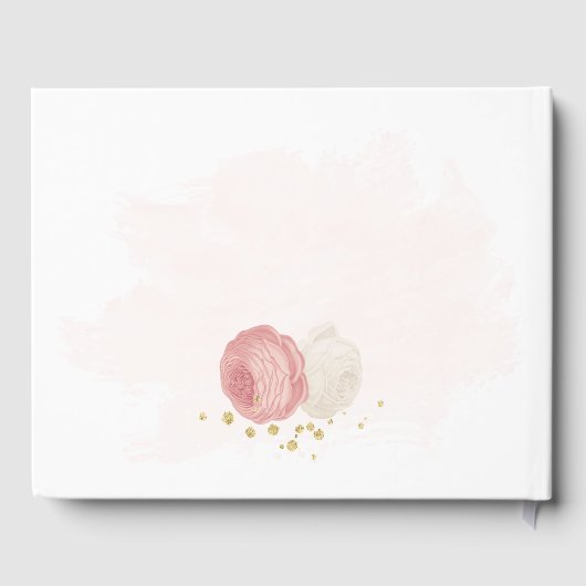 Romantische Rosa-Blume Goldhochzeit Gästebuch (Rückseite)