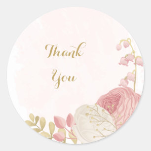 Romantische Rosa-Blume Goldhochzeit Runder Aufkleber