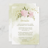 Romantische Rosa Blume Gründetails Begleitkarte (Vorne/Hinten)