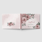 Romantische rosa Blume & grüne Blätter Hochzeit Gästebuch (Voll)