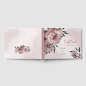 Romantische rosa Blume & grüne Blätter Hochzeit Gästebuch (Voll)