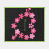 Romantische rosa Blume Herzform personalisieren Fleecedecke (Vorderseite (Horizontal))