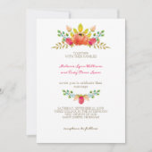 Romantische Rosa Blume Hochzeit Einladung (Vorderseite)