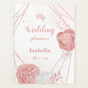 romantische Rosa Blume Hochzeit Planer