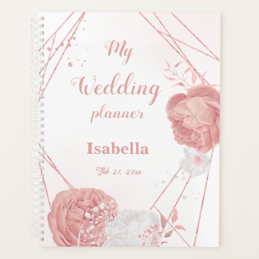 romantische Rosa Blume Hochzeit Planer (Vorderseite)
