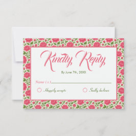 Romantische rosa Blume Hochzeit RSVP Karte