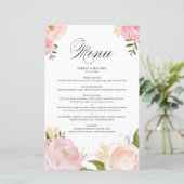 Romantische rosa Blume Hochzeitmenü (Stehend Vorderseite)