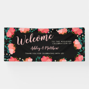 Romantische rosa Blume Hochzeitsempfang Banner