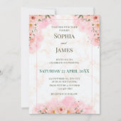 Romantische Rosa Blume Hochzeitsfeiern Einladung (Vorderseite)