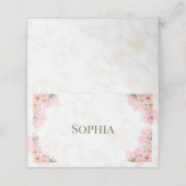 Romantische rosa Blume Klappende Platzkarte (Außenseite Aufgefaltet)