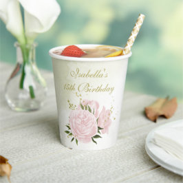 Romantische rosa Blume Pappbecher