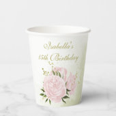 Romantische rosa Blume Pappbecher (Rückseite)