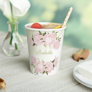 Romantische rosa Blume Pappbecher