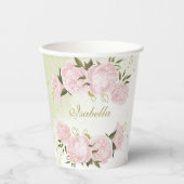 Romantische rosa Blume Pappbecher (Vorderseite)