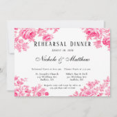 Romantische Rosa Blume Probe Abendessen Einladung (Vorderseite)