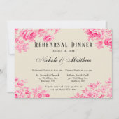 Romantische Rosa Blume Probe Abendessen Einladung (Vorderseite)