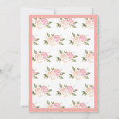 Romantische rosa Blume Skript Hochzeit Save The Date (Rückseite)