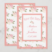 Romantische rosa Blume Skript Hochzeit Save The Date (Vorne/Hinten)