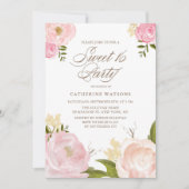 Romantische Rosa Blume Süß 16 Party Einladung (Vorderseite)