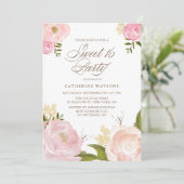 Romantische Rosa Blume Süß 16 Party Einladung (Stehend Vorderseite)
