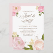 Romantische Rosa Blume Süß 16 Party Einladung (Vorne/Hinten)