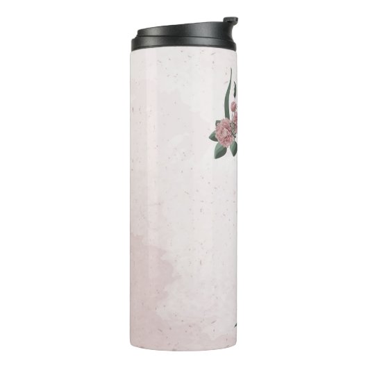 Romantische rosa Blume Thermosbecher (Nach links gedreht)