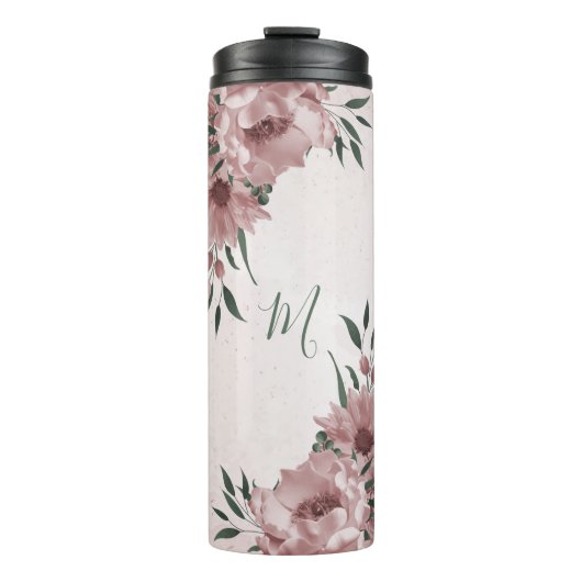 Romantische rosa Blume Thermosbecher (Vorderseite)