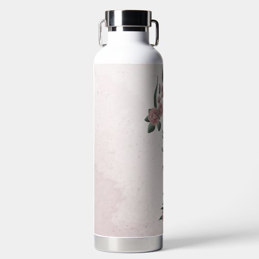 Romantische rosa Blume Trinkflasche (Vorderseite)