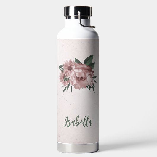 Romantische rosa Blume Trinkflasche (links)