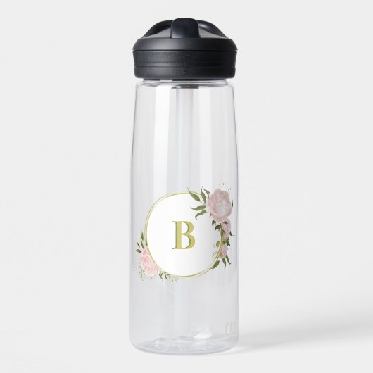 Romantische rosa Blume Trinkflasche (Vorne)