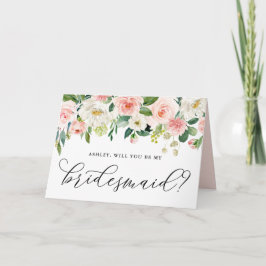 Romantische rosa Blume werden meine Bridesmädchen  Karte