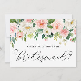 Romantische rosa Blume werden Sie meine Bridesmaid Einladung