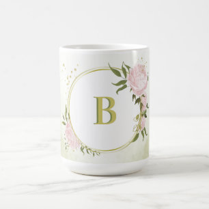 romantische rosa Blumen Grün Kaffeetasse